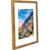 image:imageAmericanflat 8x10 Picture Frame with ShatterResistant Glass  Use as 5x7 Frame with Mat or Display 8x10 Photo Without Mat  Streamline Collection  Picture Frames for Tabletop and Wall  Mahogany  Shatterresistant glass wall or tabletop display with included easel triangle hangers included secure turntab backingGold