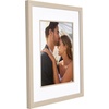 image:imageAmericanflat 8x10 Picture Frame with ShatterResistant Glass  Use as 5x7 Frame with Mat or Display 8x10 Photo Without Mat  Streamline Collection  Picture Frames for Tabletop and Wall  Gold  Shatterresistant glass wall or tabletop display with included easel triangle hangers included secure turntab backingDriftwood