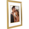image:imageAmericanflat 8x10 Picture Frame with ShatterResistant Glass  Use as 5x7 Frame with Mat or Display 8x10 Photo Without Mat  Streamline Collection  Picture Frames for Tabletop and Wall  Gold  Shatterresistant glass wall or tabletop display with included easel triangle hangers included secure turntab backingGold
