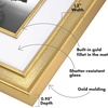 image:imageAmericanflat 8x10 Picture Frame with ShatterResistant Glass  Use as 5x7 Frame with Mat or Display 8x10 Photo Without Mat  Streamline Collection  Picture Frames for Tabletop and Wall  Gold  Shatterresistant glass wall or tabletop display with included easel triangle hangers included secure turntab backingGold