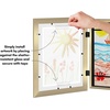 image:imageAmericanflat Kids Artwork Frame Changeable Gold  Magnetic Door Holds 100 Art Pieces  85x11 Letter Size Display with Mat or 10x125 Without Mat  My Mini Masterpiece  Holds 100 art pieces magnetic front door builtin keyholes for wall display stores finished artworkGold