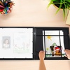 image:imageAmericanflat Kids Artwork Frame Changeable Gold  Magnetic Door Holds 100 Art Pieces  85x11 Letter Size Display with Mat or 10x125 Without Mat  My Mini Masterpiece  Holds 100 art pieces magnetic front door builtin keyholes for wall display stores finished artworkBlack