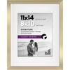 image:imageAmericanflat 11x14 Picture Frame with ShatterResistant Glass  Use as 8x10 Frame with Mat or Display 11x14 Photo Without Mat  Signature Collection  Picture Frames for Wall Display  Gold  Shatterresistant glass hangs vertical or horizontal sawtooth hangers included use with or without matGold