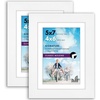 image:imageAmericanflat 5x7 Picture Frame with ShatterResistant Glass  Set of 2  Use as 4x6 Frame with Mat or Display 5x7 Photo Without Mat  Signature Collection  Picture Frames for Tabletop or Wall  BlackWhite