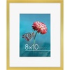 image:imageAmericanflat 8x10 Gold Picture Frame  Displays 5x7 Inch Picture with Mat or 8x10 Picture without Mat  Aluminum Frame with Tempered ShatterResistant GlassGold