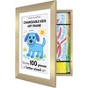 image:imageAmericanflat Kids Artwork Frame Changeable Gold  Magnetic Door Holds 100 Art Pieces  85x11 Letter Size Display with Mat or 10x125 Without Mat  My Mini Masterpiece  Holds 100 art pieces magnetic front door builtin keyholes for wall display stores finished artworkGold