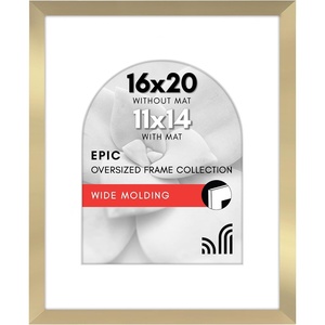 image:imageAmericanflat 11x14 Picture Frame with ShatterResistant Glass  Use as 8x10 Frame with Mat or Display 11x14 Photo Without Mat  Signature Collection  Picture Frames for Wall Display  Dark OakGold