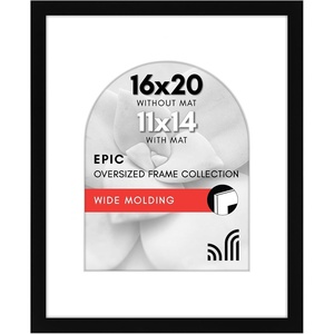 image:imageAmericanflat 11x14 Picture Frame with ShatterResistant Glass  Use as 8x10 Frame with Mat or Display 11x14 Photo Without Mat  Signature Collection  Picture Frames for Wall Display  Dark OakBlack