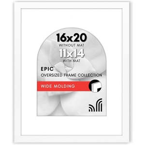 image:imageAmericanflat 11x14 Picture Frame with ShatterResistant Glass  Use as 8x10 Frame with Mat or Display 11x14 Photo Without Mat  Signature Collection  Picture Frames for Wall Display  Dark OakWhite