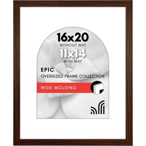 image:imageAmericanflat 11x14 Picture Frame with ShatterResistant Glass  Use as 8x10 Frame with Mat or Display 11x14 Photo Without Mat  Signature Collection  Picture Frames for Wall Display  Dark OakWalnut