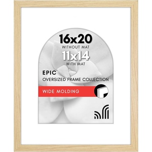 image:imageAmericanflat 11x14 Picture Frame with ShatterResistant Glass  Use as 8x10 Frame with Mat or Display 11x14 Photo Without Mat  Signature Collection  Picture Frames for Wall Display  Dark OakNatural Oak