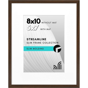 image:imageAmericanflat 11x14 Picture Frame with ShatterResistant Glass  Use as 8x10 Frame with Mat or Display 11x14 Photo Without Mat  Streamline Collection  Thin Border Picture Frames for Wall  Mahogany  Shatterresistant glass hangs vertical or horizontal sawtooth hangers included secure turntab backingWalnut