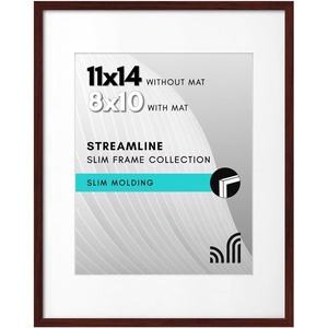 image:imageAmericanflat 11x14 Picture Frame with ShatterResistant Glass  Use as 8x10 Frame with Mat or Display 11x14 Photo Without Mat  Streamline Collection  Thin Border Picture Frames for Wall  Mahogany  Shatterresistant glass hangs vertical or horizontal sawtooth hangers included secure turntab backingMahogany