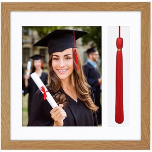 image:imageAmericanflat 13x13 Graduation Frame  ShatterResistant Glass  Fits 8x10 Photo with Tassel Opening  Engineered Wood Diploma Frames with Tassel Holder for Wall  Driftwood Square FrameDark Oak