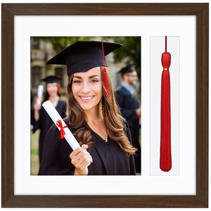 image:imageAmericanflat 13x13 Graduation Frame  ShatterResistant Glass  Fits 8x10 Photo with Tassel Opening  Engineered Wood Diploma Frames with Tassel Holder for Wall  Driftwood Square FrameWalnut