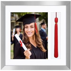 image:imageAmericanflat 13x13 Graduation Frame  ShatterResistant Glass  Fits 8x10 Photo with Tassel Opening  Engineered Wood Diploma Frames with Tassel Holder for Wall  Driftwood Square FrameSilver