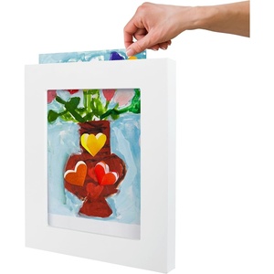 image:imageAmericanflat 85x11 Changeable Kids Art Frame 2Pack  Driftwood  Holds 100 art pieces magnetic front door builtin keyholes for wall display stores finished artworkWhite