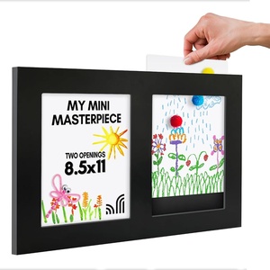 image:imageAmericanflat 85x11 Changeable Kids Art Frame 2Pack  Gold  Holds 100 art pieces magnetic front door builtin keyholes for wall display stores finished artworkBlack