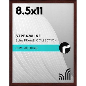 image:imageAmericanflat 85x11 Picture Frame with ShatterResistant Glass  Streamline Collection  Thin Border Photo Frame for Tabletop and Wall Display  Hanging Hardware and Easel Stand Included  Mahogany  Shatterresistant glass wall or tabletop display with included easel sawtooth hangers included secure turntab backingMahogany