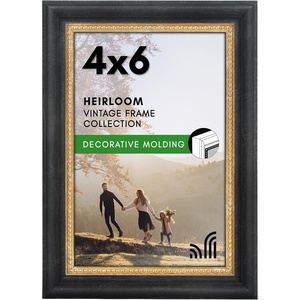 image:imageAmericanflat 85x14 Picture Frame with ShatterResistant Glass  Signature Collection  GalleryStyle Frames Made of Engineered Wood  Photo Frame for Wall Display  DriftwoodBlack Gold