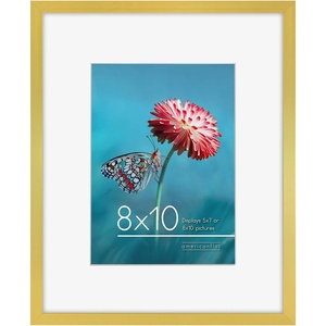 image:imageAmericanflat 8x10 Gold Picture Frame  Displays 5x7 Inch Picture with Mat or 8x10 Picture without Mat  Aluminum Frame with Tempered ShatterResistant GlassGold
