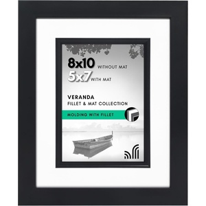image:imageAmericanflat 8x10 Picture Frame with ShatterResistant Glass  Use as 5x7 Frame with Mat or Display 8x10 Photo Without Mat  Streamline Collection  Picture Frames for Tabletop and Wall  Gold  Shatterresistant glass wall or tabletop display with included easel triangle hangers included secure turntab backingBlack
