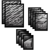 image:imageAmericanflat 85x11 Picture Frame with ShatterResistant Glass  Streamline Collection  Thin Border Photo Frame for Tabletop and Wall Display  Hanging Hardware and Easel Stand Included  Grey  Shatterresistant glass wall or tabletop display with included easel sawtooth hangers included secure turntab backingBlack