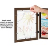 image:imageAmericanflat Kids Artwork Frame Changeable Walnut  Magnetic Door Holds 100 Art Pieces  85x11 Letter Size Display with Mat or 10x125 Without Mat  My Mini Masterpiece  Holds 100 art pieces magnetic front door builtin keyholes for wall display stores finished artworkWalnut