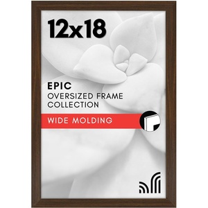 image:imageAmericanflat 12x18 Poster Frame  Walnut Engineered Wood with Polished Plexiglass  Wide Picture Frame for Vertical or Horizontal Wall Display  Epic Collection  Walnut  Polished plexiglass front hangs vertical or horizontal sawtooth hangers included fits photos posters and artWalnut
