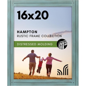 image:imageAmericanflat 16x20 Poster Frame  Distressed Wood  Turquoise Blue  Polished plexiglass front hangs vertical or horizontal sawtooth hangers included fits photos posters and art