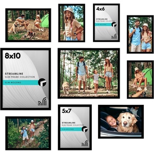 image:imageAmericanflat 85x11 Picture Frame with ShatterResistant Glass  Streamline Collection  Thin Border Photo Frame for Tabletop and Wall Display  Hanging Hardware and Easel Stand Included  Grey  Shatterresistant glass wall or tabletop display with included easel sawtooth hangers included secure turntab backingBlack