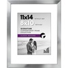 image:imageAmericanflat 11x14 Picture Frame with Polished CrystalClear Glass  Use as 8x10 Frame with Mat or Display 11x14 Photo Without Mat  Signature Collection  Picture Frames for Wall Display  Silver  Engineered Wood construction hangs vertical or horizontal sawtooth hangers included use with or without matSilver