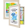 image:imageAmericanflat 85x11 Changeable Kids Art Frame 2Pack  Silver  Holds 100 art pieces magnetic front door builtin keyholes for wall display stores finished artworkLight Wood