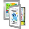 image:imageAmericanflat 85x11 Changeable Kids Art Frame 2Pack  Silver  Holds 100 art pieces magnetic front door builtin keyholes for wall display stores finished artworkSilver