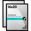 image:imageAmericanflat 8x12 Picture Frame with ShatterResistant Glass  Set of 2  Streamline Collection  Thin Border Photo Frame for Tabletop and Wall  Hanging Hardware and Easel Stand Included  Black  Shatterresistant glass wall or tabletop display with included easel sawtooth hangers included secure turntab backingBlack