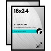 image:imageAmericanflat 8x12 Picture Frame with ShatterResistant Glass  Set of 2  Streamline Collection  Thin Border Photo Frame for Tabletop and Wall  Hanging Hardware and Easel Stand Included  Black  Shatterresistant glass wall or tabletop display with included easel sawtooth hangers included secure turntab backingBlack