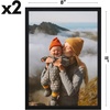 image:imageAmericanflat 8x12 Picture Frame with ShatterResistant Glass  Set of 2  Streamline Collection  Thin Border Photo Frame for Tabletop and Wall  Hanging Hardware and Easel Stand Included  Black  Shatterresistant glass wall or tabletop display with included easel sawtooth hangers included secure turntab backingBlack