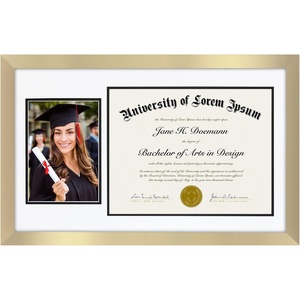 image:imageAmericanflat 11x18 Diploma Frame with ShatterResistant Glass  Fits 85x11 Diplomas and 5x7 Pictures  Signature Collection  Engineered Wood Graduation Picture Frame for Wall Display  BlackGold