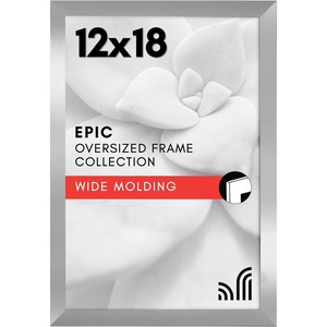 image:imageAmericanflat 12x18 Poster Frame  Silver Engineered Wood with Polished Plexiglass  Wide Picture Frame for Vertical or Horizontal Wall Display  Epic Collection  Silver  Polished plexiglass front hangs vertical or horizontal sawtooth hangers included secure turntab backing12x18