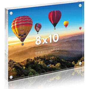 image:imageAmericanflat 35x5 Acrylic Picture Frame  Double Sided Frames with Magnetic Corners  Transparent Acrylic Frames for Desk or Tabletop Display  35x5 Picture Frame with Microfiber Cloth Included8x10