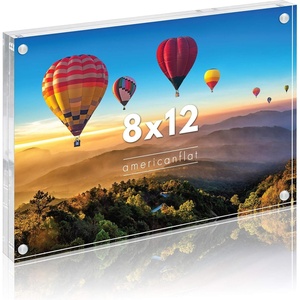 image:imageAmericanflat 35x5 Acrylic Picture Frame  Double Sided Frames with Magnetic Corners  Transparent Acrylic Frames for Desk or Tabletop Display  35x5 Picture Frame with Microfiber Cloth Included8x12
