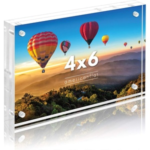 image:imageAmericanflat 35x5 Acrylic Picture Frame  Double Sided Frames with Magnetic Corners  Transparent Acrylic Frames for Desk or Tabletop Display  35x5 Picture Frame with Microfiber Cloth Included4x6