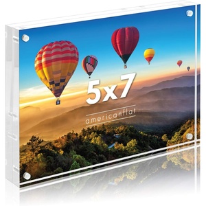 image:imageAmericanflat 35x5 Acrylic Picture Frame  Double Sided Frames with Magnetic Corners  Transparent Acrylic Frames for Desk or Tabletop Display  35x5 Picture Frame with Microfiber Cloth Included5x7