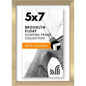 image:imageAmericanflat 85x11 Floating Picture Frame with Polished CrystalClear Glass  Use as 5x7 Picture Frame or Display 4x6 Photo  Signature Float Collection  Photo Frames for Wall Display  Black  Photo floats between crystalclear glass hangs vertical or horizontal sawtooth hangers includedGold