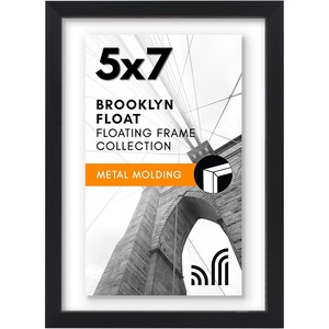image:imageAmericanflat 85x11 Floating Picture Frame with Polished CrystalClear Glass  Use as 5x7 Picture Frame or Display 4x6 Photo  Signature Float Collection  Photo Frames for Wall Display  Black  Photo floats between crystalclear glass hangs vertical or horizontal sawtooth hangers includedBlack