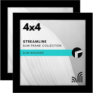 image:imageAmericanflat 8x12 Picture Frame with ShatterResistant Glass  Set of 2  Streamline Collection  Thin Border Photo Frame for Tabletop and Wall  Hanging Hardware and Easel Stand Included  Black  Shatterresistant glass wall or tabletop display with included easel sawtooth hangers included secure turntab backingBlack