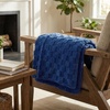 image:imageAmericanflat 50x60 Throw Blanket  Soft and Breathable Cotton Throw Blanket for Couch Bed Chair  Decorative Blankets Perfect for Home or Outdoor Use  Cloud Grey and White Mini Diamond DesignDark Blue