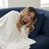 image:imageAmericanflat 50x60 Throw Blanket  Soft and Breathable Cotton Throw Blanket for Couch Bed Chair  Decorative Blankets Perfect for Home or Outdoor Use  Cloud Grey and White Mini Diamond DesignCream