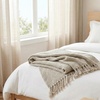 image:imageAmericanflat 50x60 Throw Blanket  Soft and Breathable Cotton Throw Blanket for Couch Bed Chair  Decorative Blankets Perfect for Home or Outdoor Use  Navy Blue and White Herringbone DesignCream Beige Zig Zag