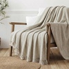 image:imageAmericanflat 50x60 Throw Blanket  Soft and Breathable Cotton Throw Blanket for Couch Bed Chair  Decorative Blankets Perfect for Home or Outdoor Use  Navy Blue and White Herringbone DesignCream Beige Diamond
